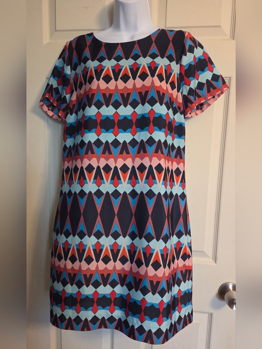 J.Crew women's multicolor geometric print shift dress Size 8